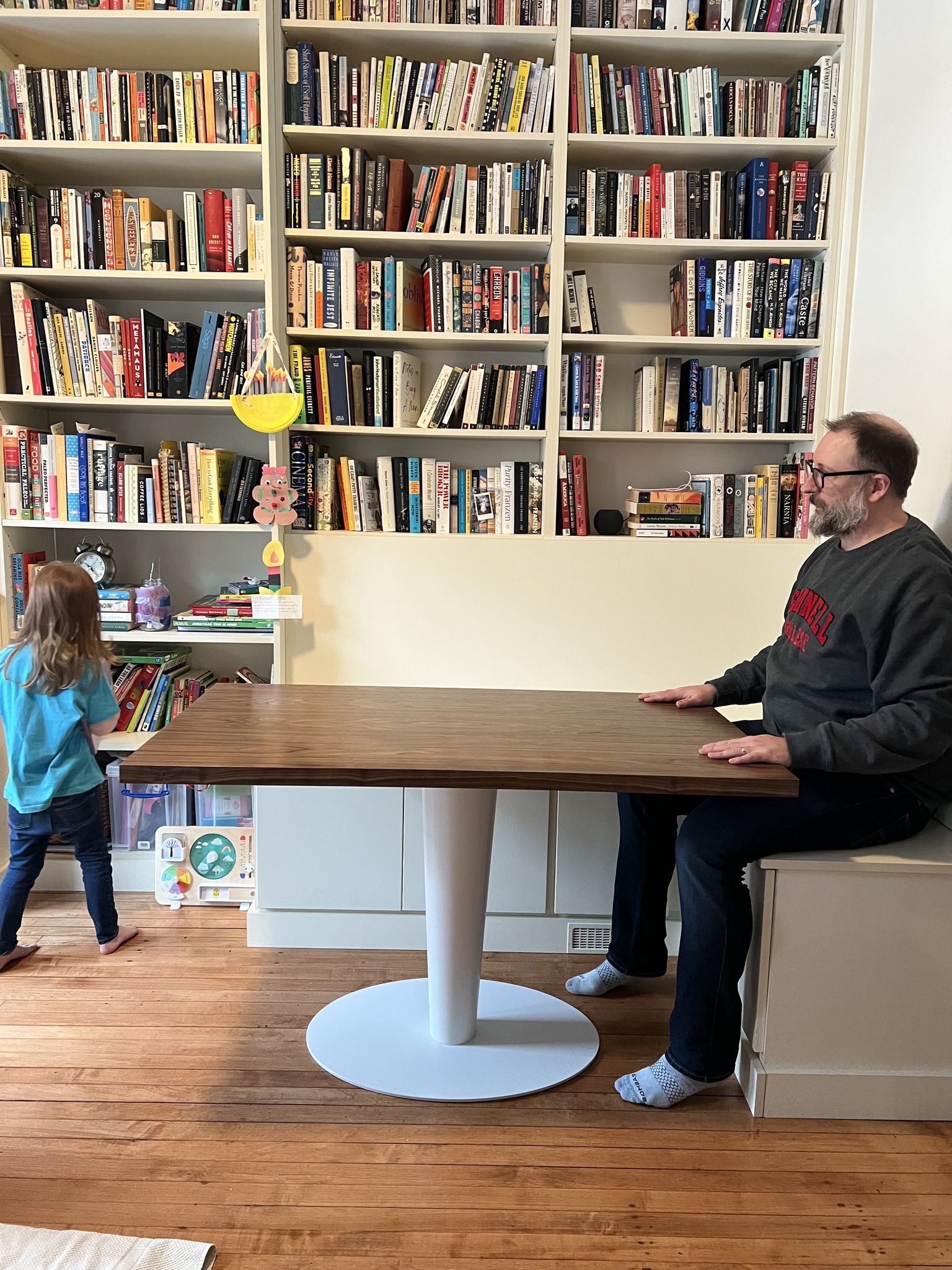 Steve and family at the kitchen table